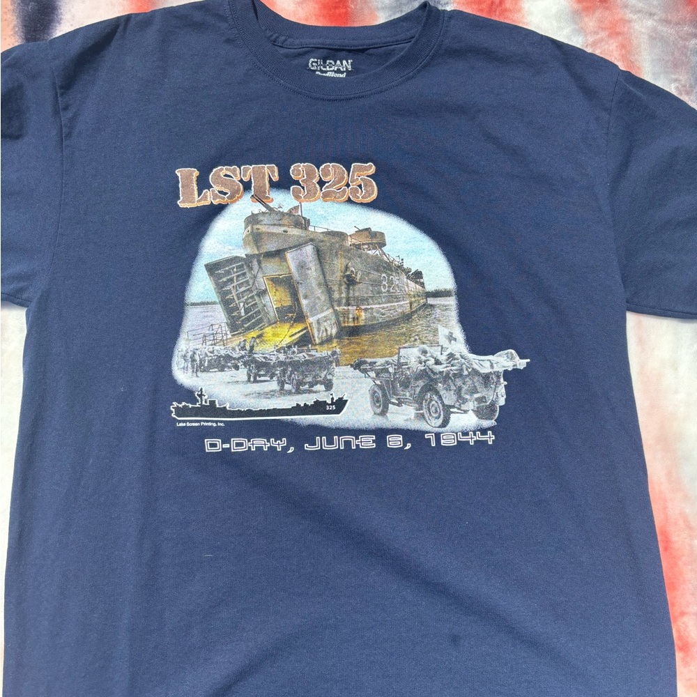 LST 325 D-Day June 8, 1944 Ship Tshirt Men Size Large